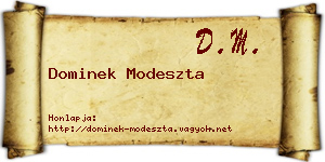 Dominek Modeszta névjegykártya